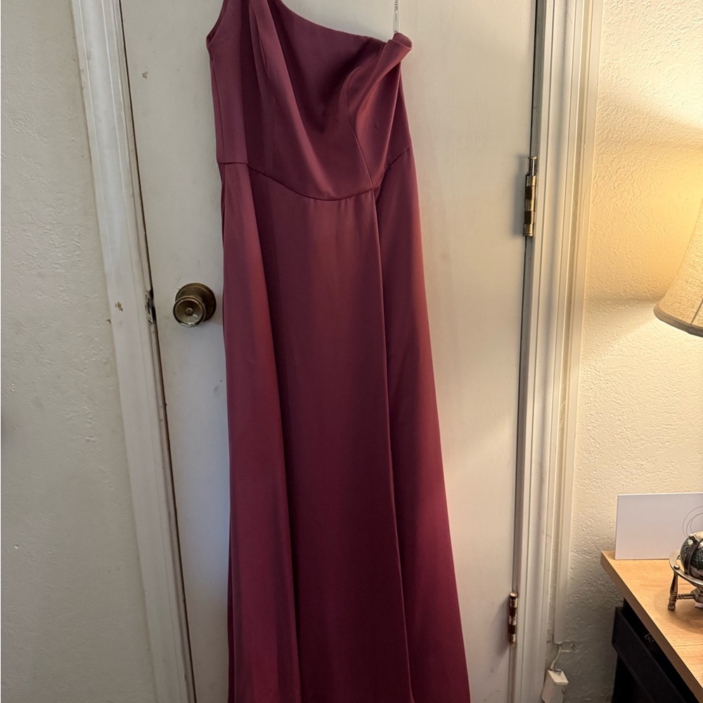 David's Bridal One-Shoulder Mauve Dress